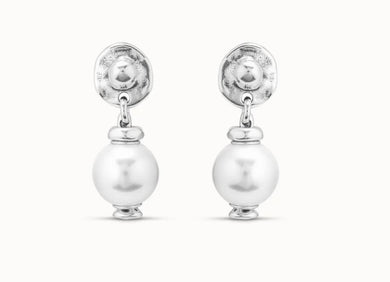 Uno de 50 Silver-Plated Earrings with a Small Circular Medallion