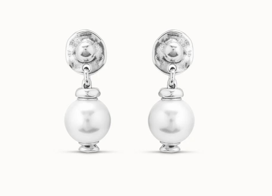 Uno de 50 Silver-Plated Earrings with a Small Circular Medallion