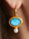 Julie Vos Simone Earring Bahamian blue and pearl