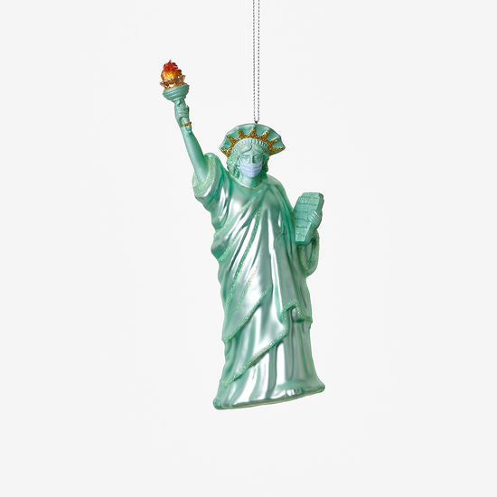 Statue of Liberty wearing a mask